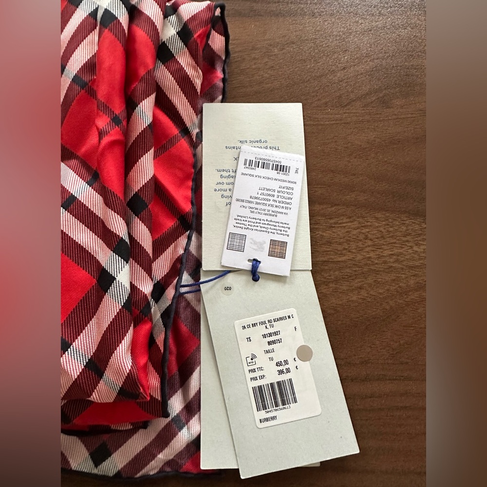 Burberry Red and Black Checkered Scarf